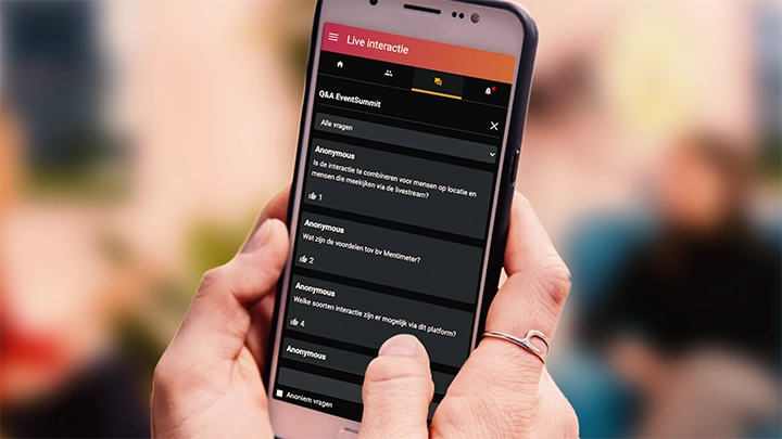 hybride event app - Live interactie poll